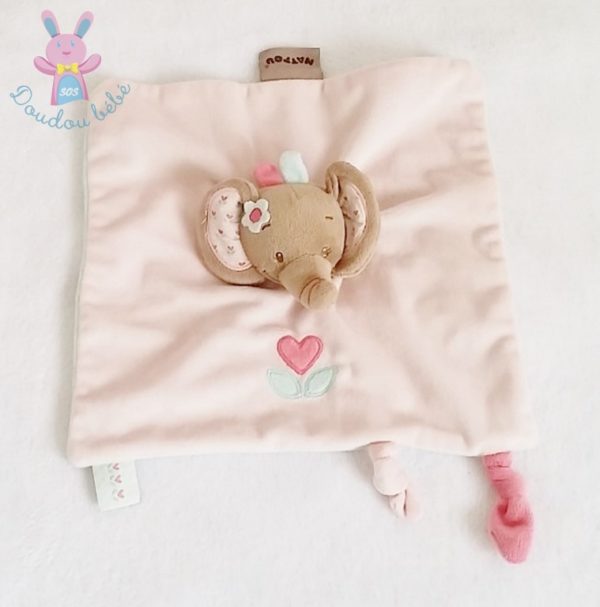 Doudou plat éléphant rose NATTOU