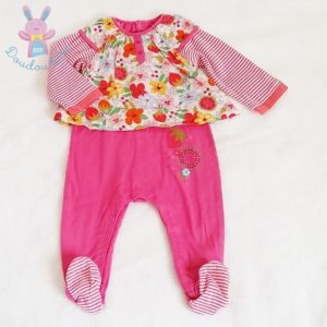 Pyjama coton rose fleurs bébé fille 12 MOIS CATIMINI