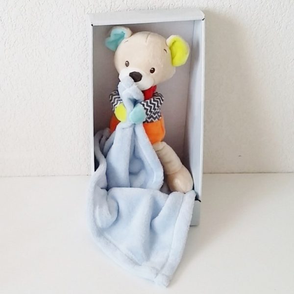 Doudou Ours multicolore couverture bleu NICOTOY SIMBA