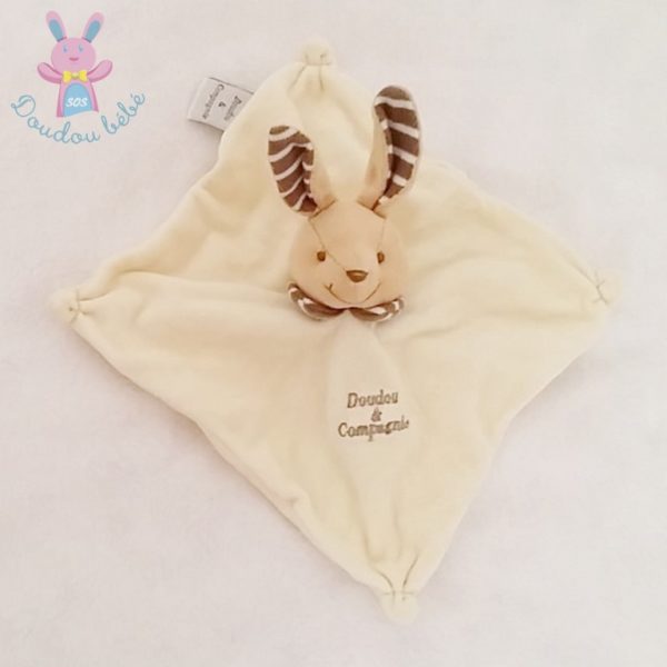 Lapin plat écru rayé marron DOUDOU ET COMPAGNIE