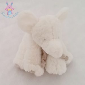 Doudou Eléphant blanc taupe 22 cm DOUDOU ET COMPAGNIE