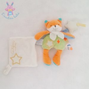 Doudou Renard orange vert Magic mouchoir DOUDOU ET COMPAGNIE