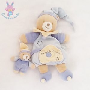 Ours et bébé bleu beige DOUDOU ET COMPAGNIE