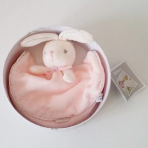 Doudou plat Lapin rond rose perle KALOO