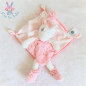 Doudou plat Licorne rose blanc étoiles TEX