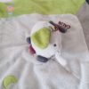 Doudou plat éléphant India Tout calin gris vert SAUTHON – Image 2