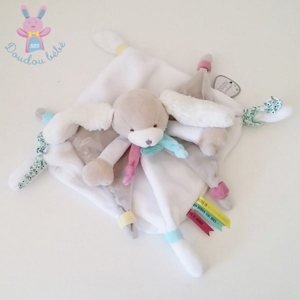 Chien plat Toopi blanc gris bleu DOUDOU ET COMPAGNIE – Image 3