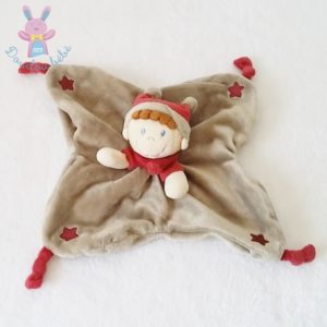 Doudou plat Lutin gris bordeaux étoiles NICOTOY KIABI