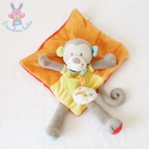 Doudou plat Singe jaune orange toucan NICOTOY