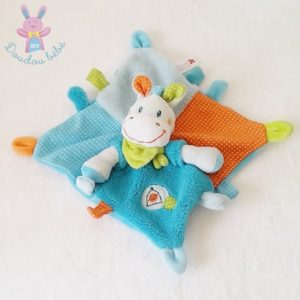 Doudou plat Cheval bleu orange pois oiseau NICOTOY