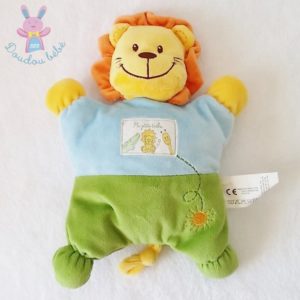 Doudou semi-plat Lion Ma petite tribu bleu vert NICOTOY