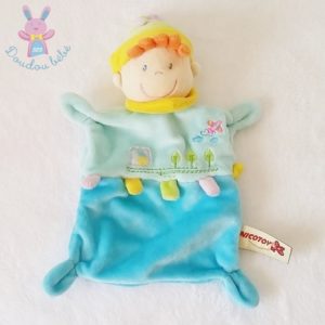 Doudou plat Poupée bleu NICOTOY