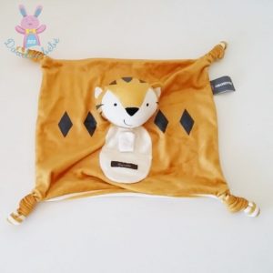 Doudou plat Tigre ggrrhh orange blanc rayé ORCHESTRA