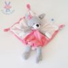 Doudou plat Lapin rose gris blanc TEX