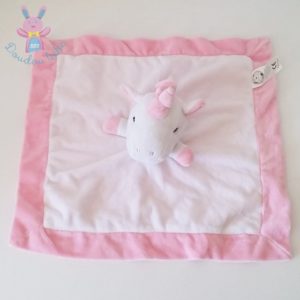 Doudou plat Licorne rose blanc SHELDON INTERNATIONAL