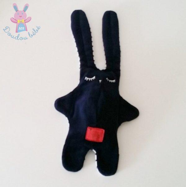 Doudou semi-plat Lapin rayé bleu marine blanc CATIMINI – Image 2