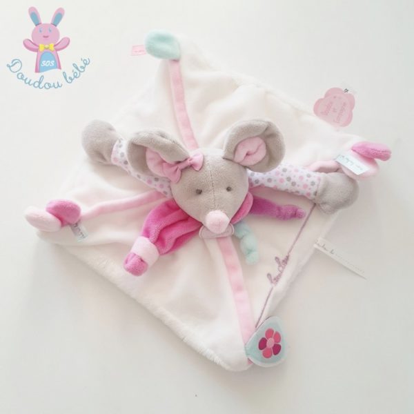 Doudou plat Souris Pearly rose blanc DOUDOU ET COMPAGNIE – Image 2