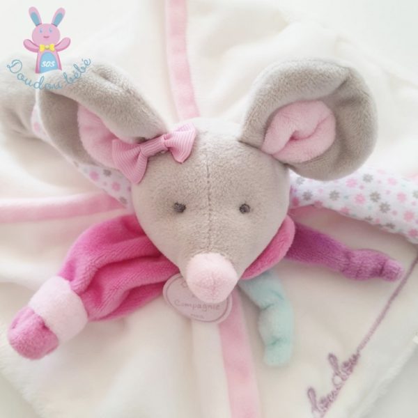 Doudou plat Souris Pearly rose blanc DOUDOU ET COMPAGNIE – Image 3