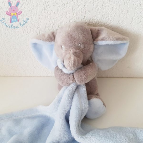 Doudou éléphant gris couverture bleu NICOTOY SIMBA – Image 2