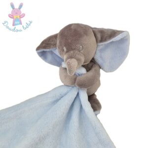 Doudou éléphant gris couverture bleu NICOTOY SIMBA