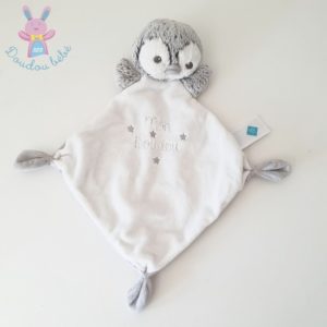 Pingouin plat “Mon doudou” gris blanc étoiles TEX BABY