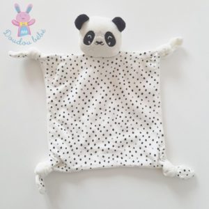 Doudou plat Panda blanc noir pois étoiles VERTBAUDET