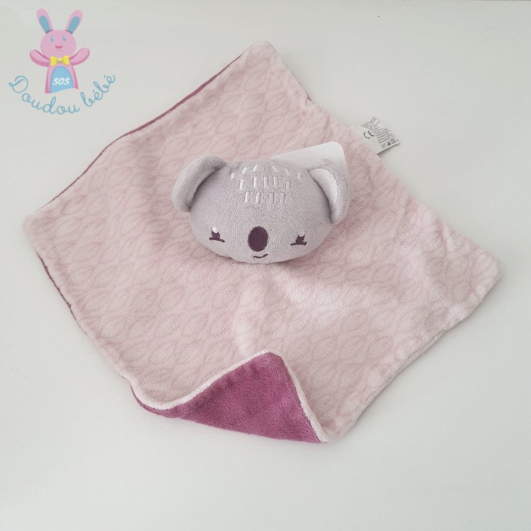 Doudou Plat Koala Rose Violet Gris Siplec Leclerc