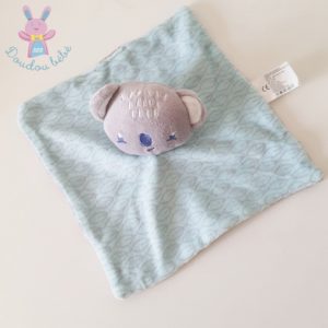 Doudou plat Koala bleu et gris avec motifs SIPLEC LECLERC