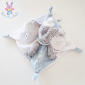 Doudou plat éléphant Dumbo gris bleu blanc argenté DISNEY