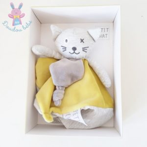 Doudou plat Petit Chat gris vert anis LA REDOUTE