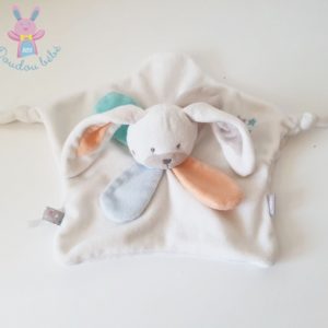 Doudou plat Lapin blanc étoiles pétales colorés Bébé 9