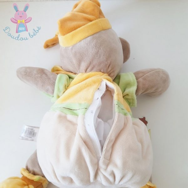 Ours Mélis range pyjama beige orange vert DOUDOU ET COMPAGNIE – Image 3