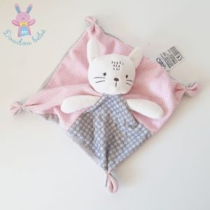 Doudou plat Chat gris rose pois MOTS D’ENFANTS SIPLEC