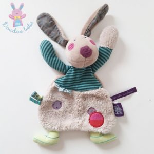 Doudou plat Lapin Chien beige rayé Les jolis pas beaux MOULIN ROTY