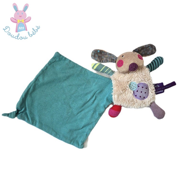 Doudou Lapin mouchoir vert Jolis pas beaux MOULIN ROTY