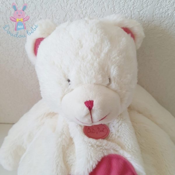 Doudou Ours "câlins" range cachette pyjama rose blanc BABY NAT – Image 2