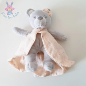 Doudou Souris gris robe cape lange rose étoiles CYRILLUS