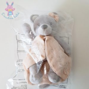 Doudou Souris gris robe cape lange rose étoiles CYRILLUS