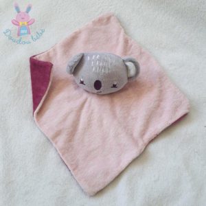 Doudou plat Koala rose violet gris SIPLEC LECLERC