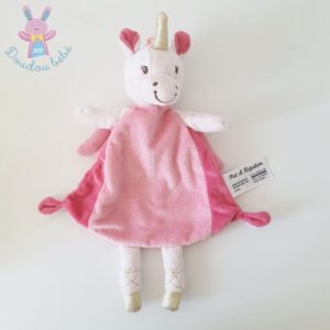 Doudou plat Licorne rose doré PAT & RIPATON LA HALLE