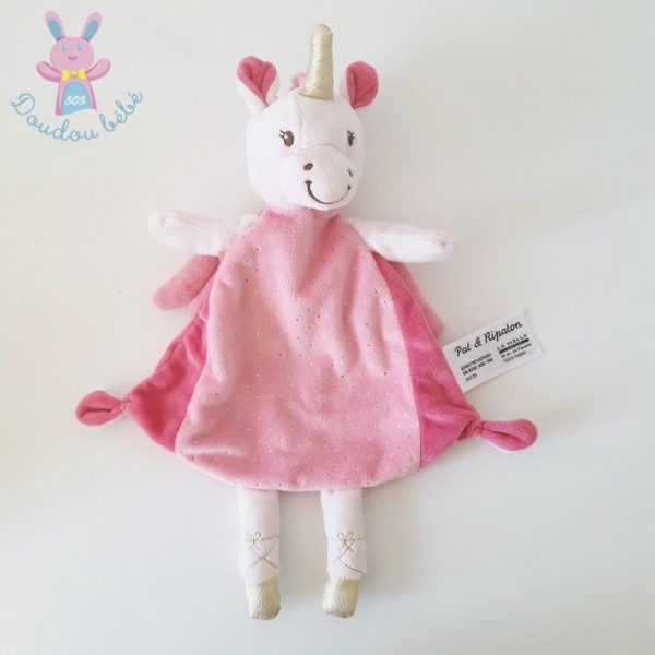 Doudou plat Licorne rose PAT & RIPATON