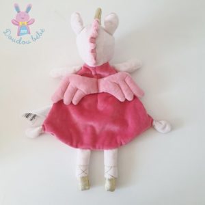 Doudou plat Licorne rose doré ailes PAT & RIPATON LA HALLE