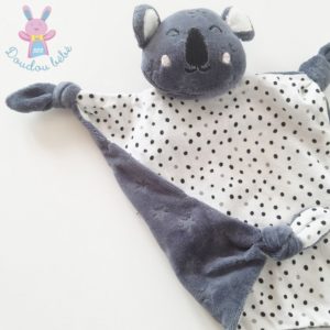 Doudou plat Koala gris taupe blanc pois étoiles VERTBAUDET