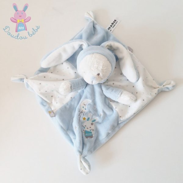 Doudou plat Lapin bleu blanc MAX & SAX