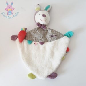 Doudou plat Lapin Tinoo blanc coloré carotte SAUTHON