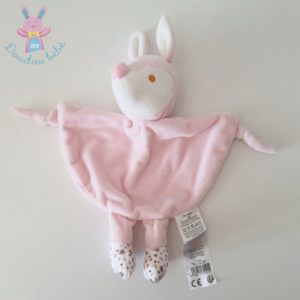 Doudou plat Biche Faon grelot rose blanc fleurs TOM & KIDDY