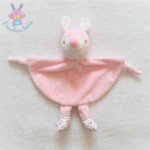 Doudou plat Biche Faon grelot rose blanc fleurs TOM & KIDDY