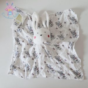 Doudou plat Lapin lange blanc arbres TAPE A L’OEIL TAO