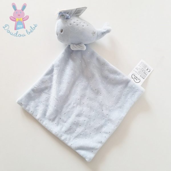 Doudou Baleine bleu mouchoir MOTS D'ENFANTS