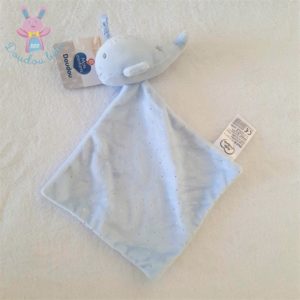 Doudou Baleine bleu mouchoir pois argentés MOTS D’ENFANTS